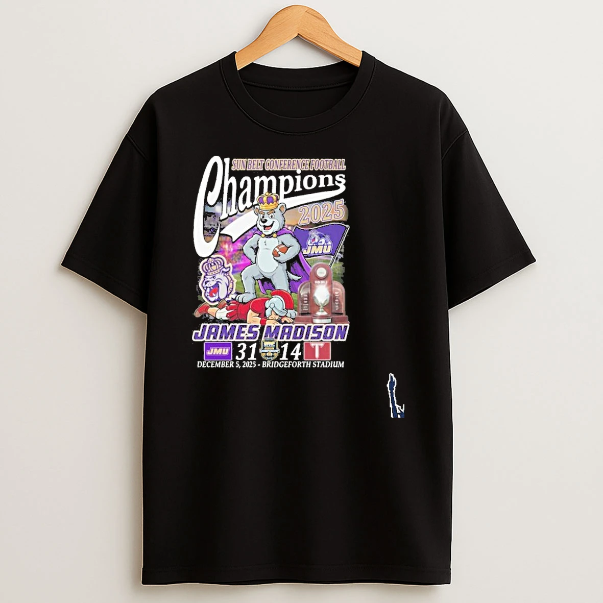 Sun Belt Conference Football Champions 2025 Mascot James Madison T Shirt