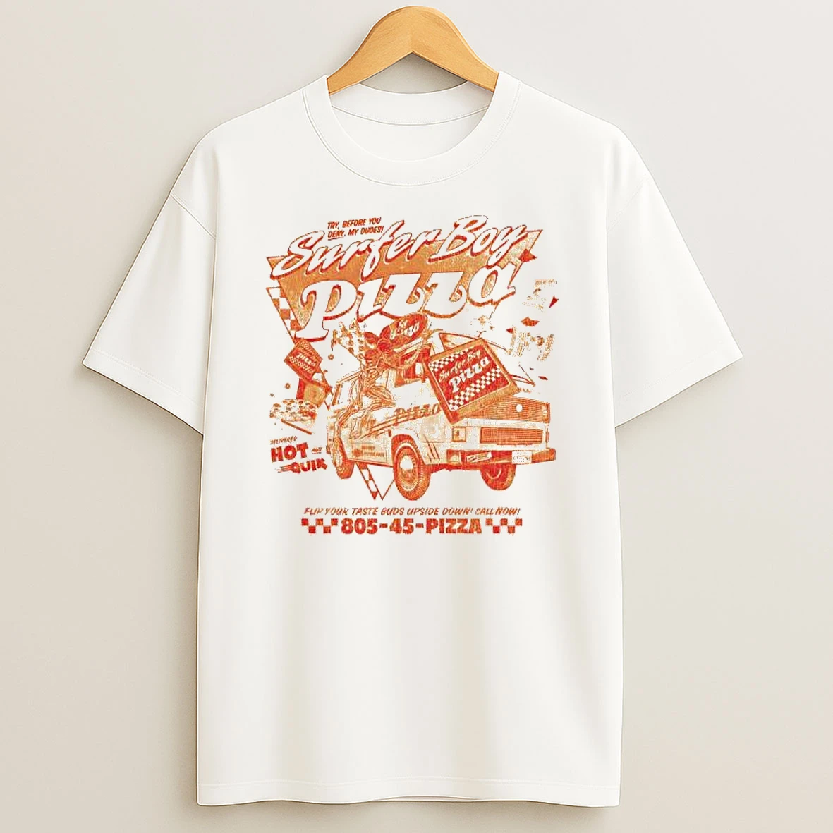 Surfer Boy Pizza T Shirt