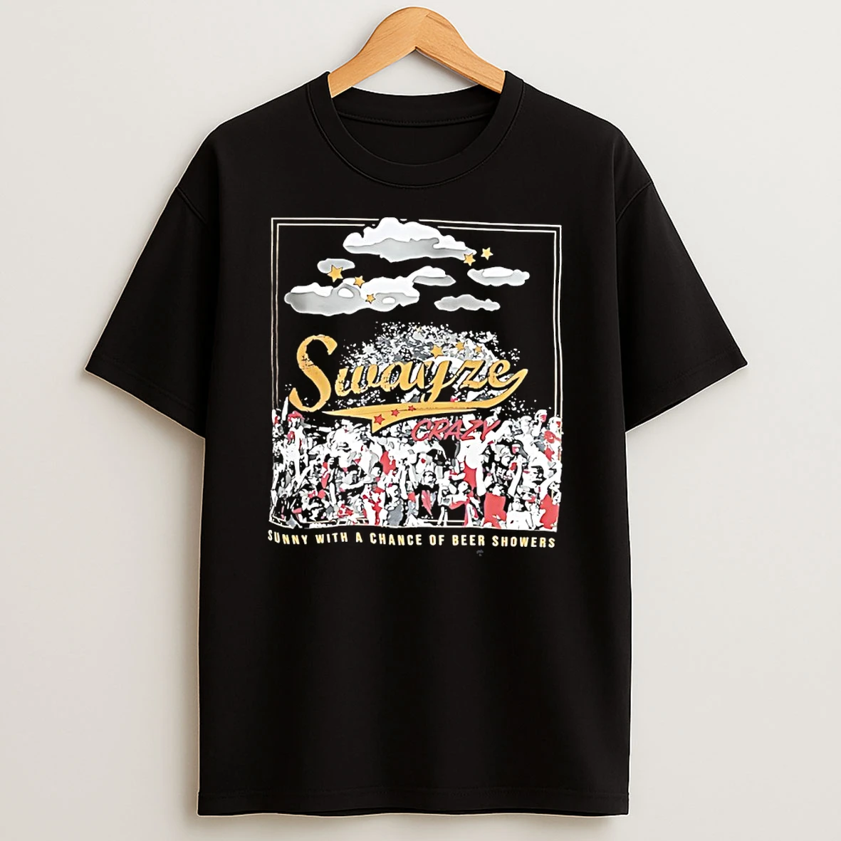 Swayze Crazy Sunny With A Chance Of Beer Showers T Shirt