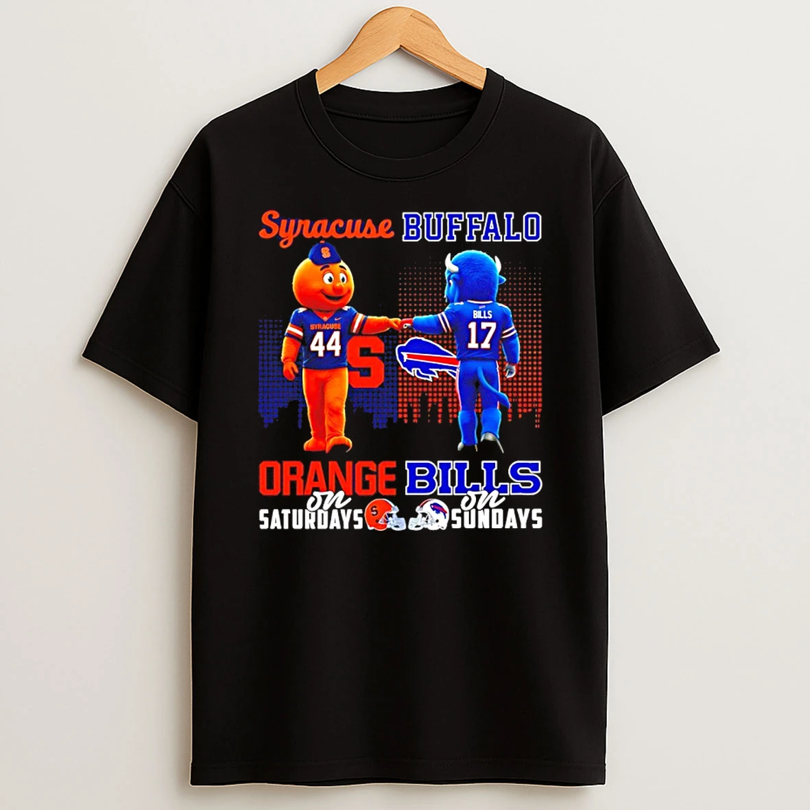 Syracuse Orange On Saturdays Vs Buffalo Bills On Sundays Mascot Skyline T Shirt