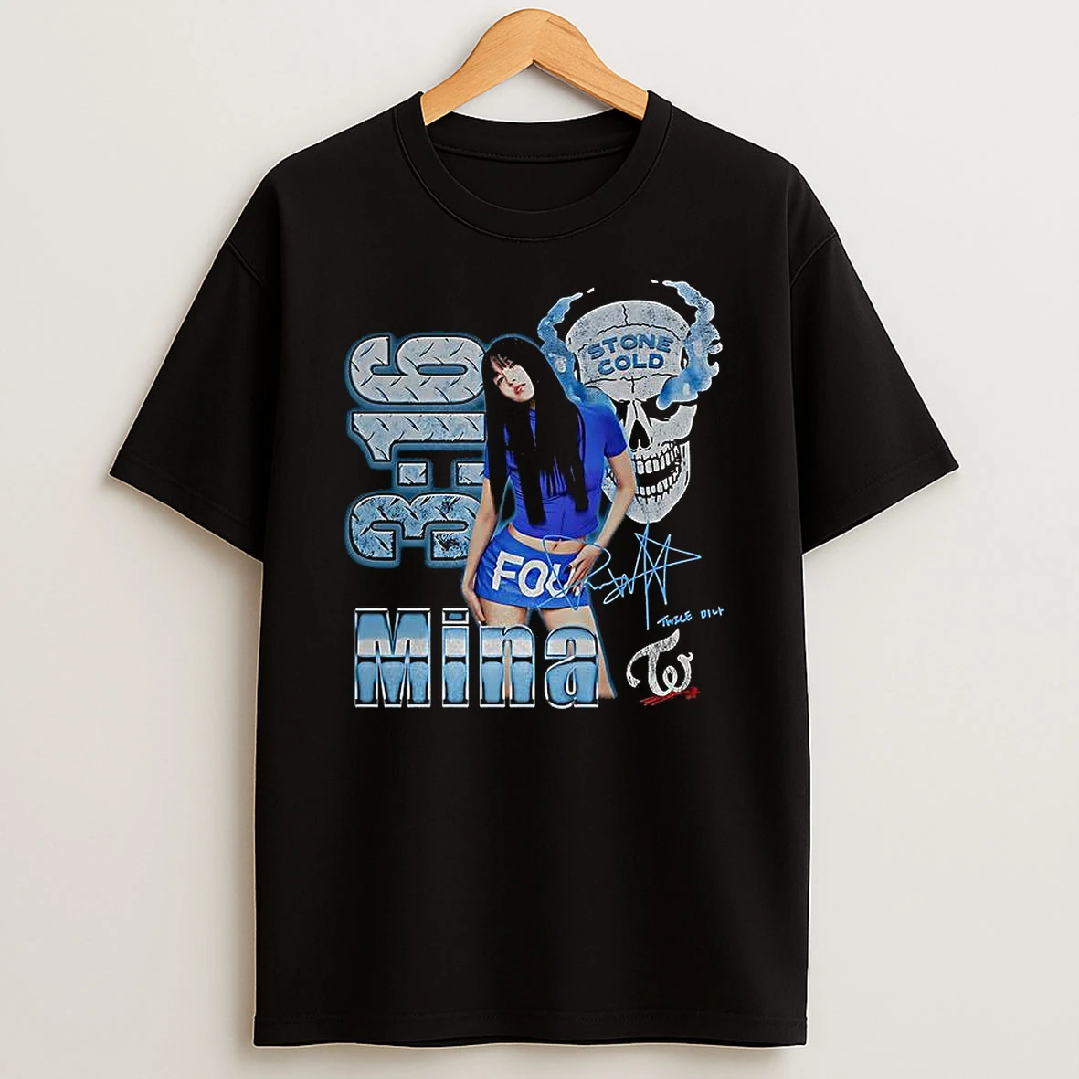 Twice Mina Stone Cold Skull Burning 3 16 Signature T Shirt