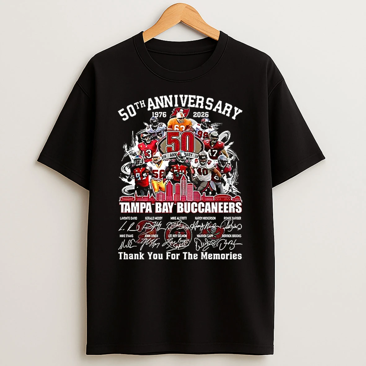 Tampa Bay Buccaneers 50th Anniversary 1976 2026 Thank You For The Memories Signature T Shirt