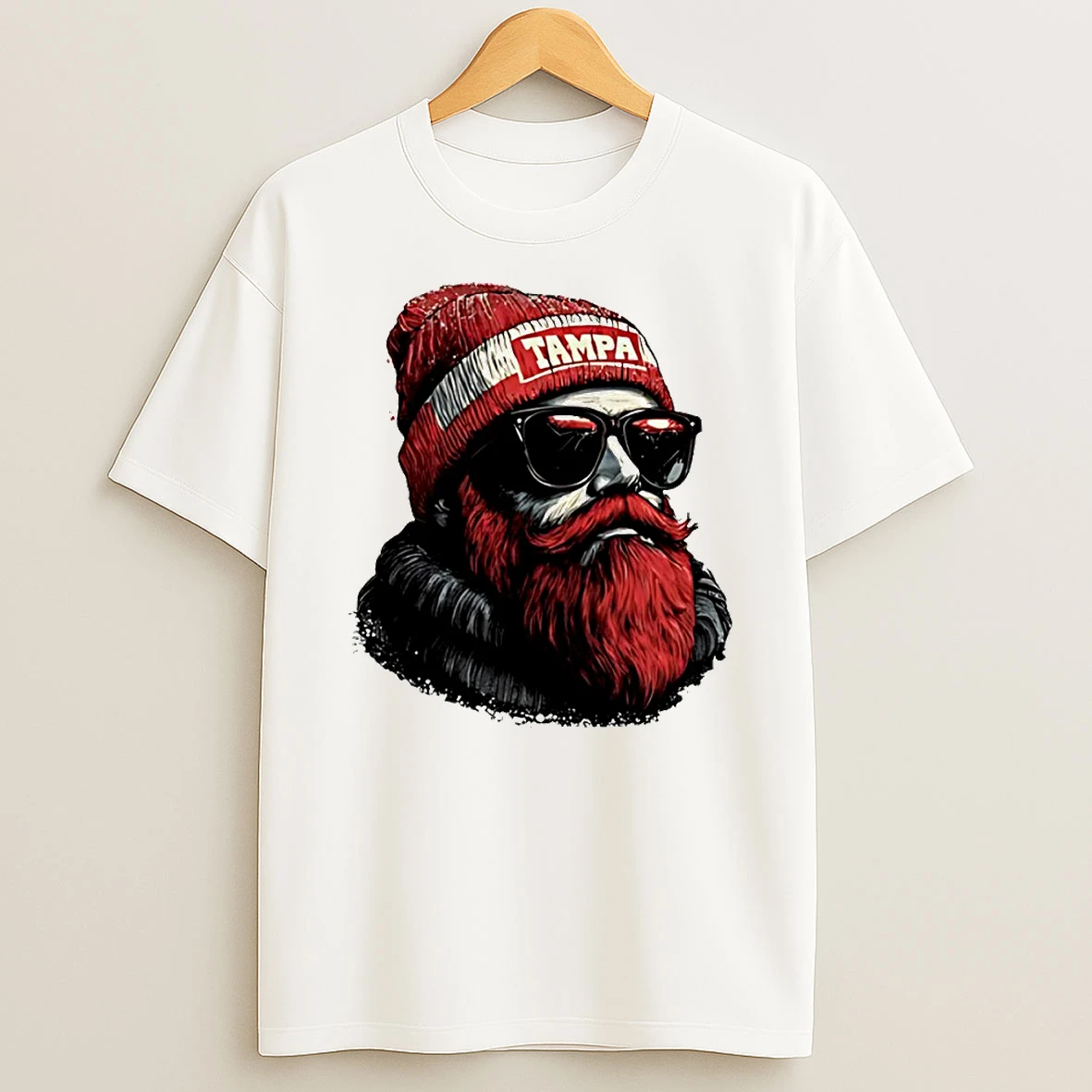 Tampa Bay Buccaneers Mascot Wearing A Beanie And Sunglasses Circle T Shirt