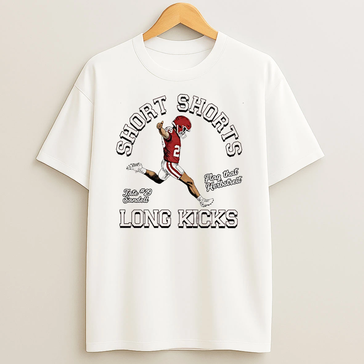 Tate Sandell 29 Oklahoma Sooners Football Short Shorts Long Kicks Circle T Shirt