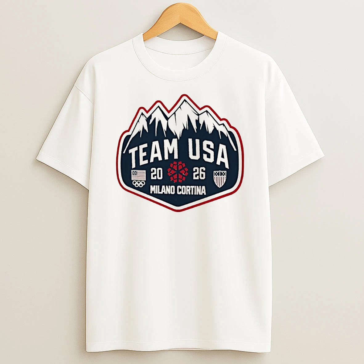 Team Usa Milano Cortina 2026 Winter Olympics Mountain Patch Circle T Shirt