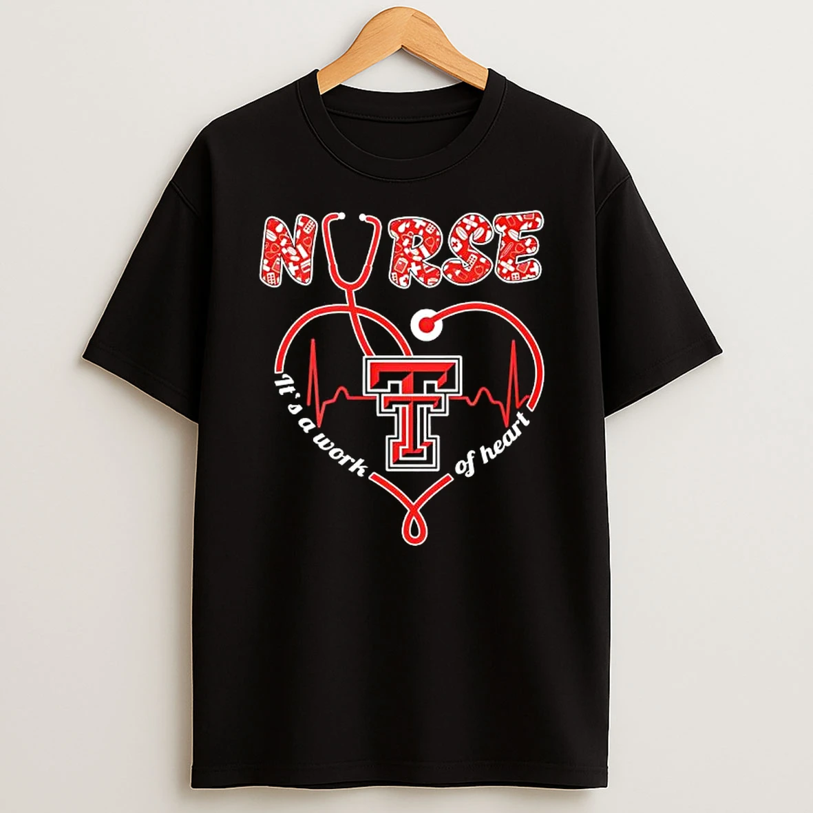 Tech Red Raiders Nures Its A Work Of Heart T Shirt