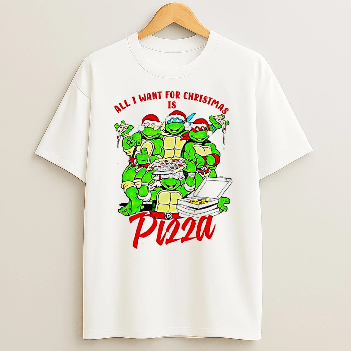 Teenage Mutant Ninja Turtles All I Want For Christmas Is Pizza T Shirt