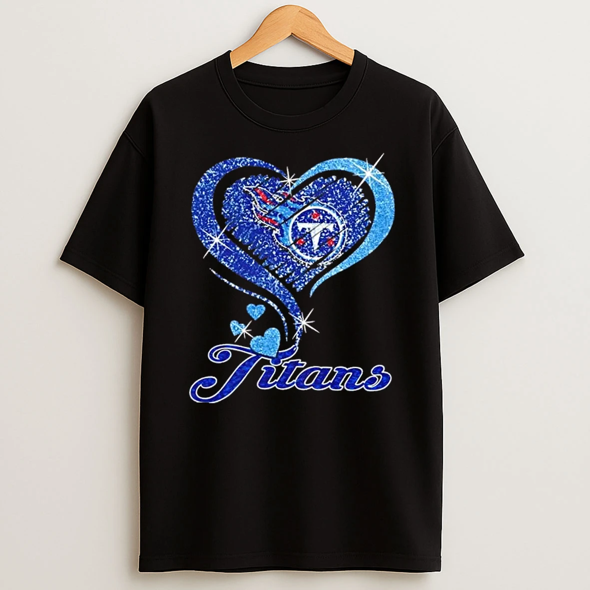 Tennessee Titans Football In Glitter Heart Fans T Shirt