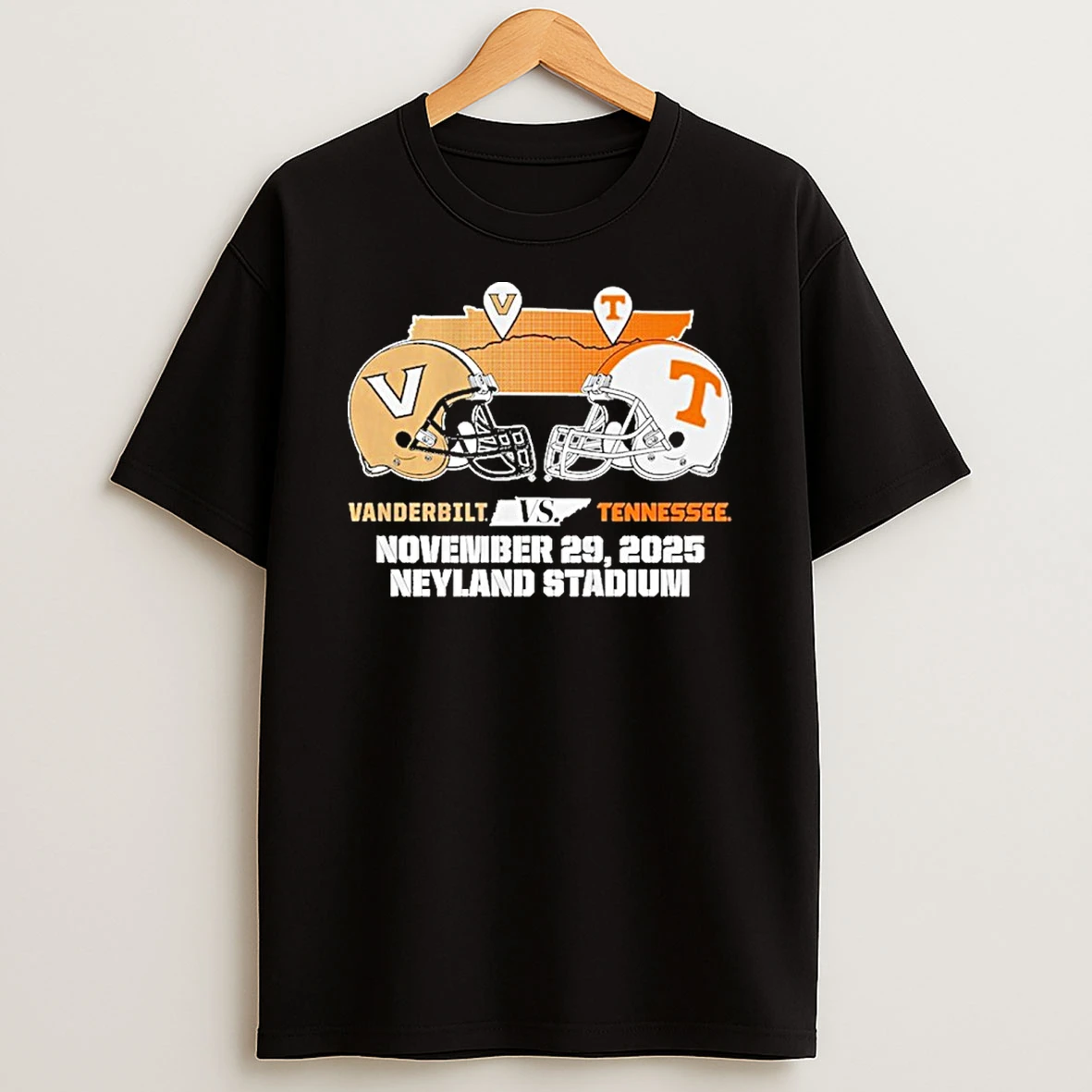 Tennessee Volunteers Vs Vanderbilt Commodores 2025 Gameday Matchup Helmet T Shirt