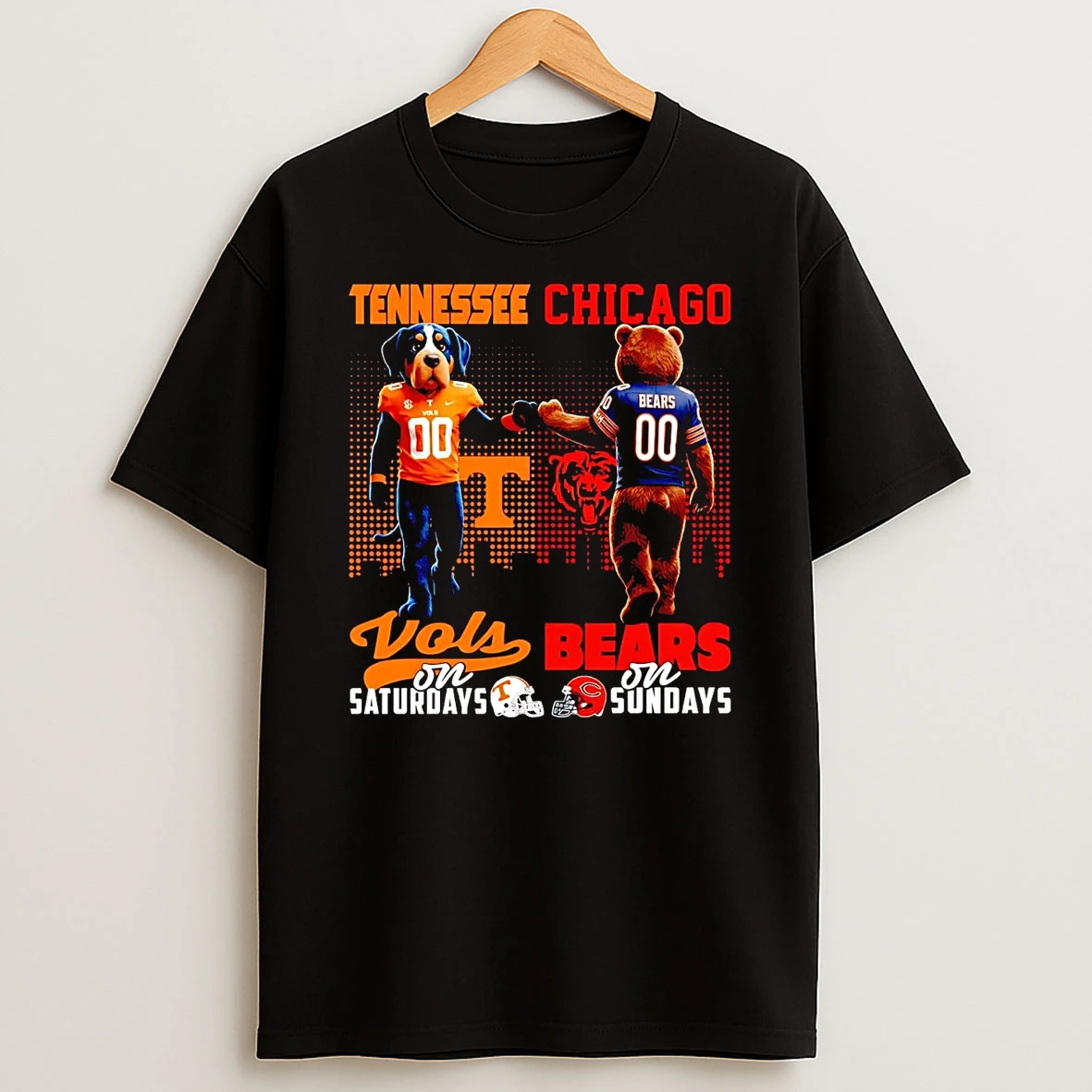 Tennessee Volunteers On Saturdays Chicago Bears On Sundays Mascot T Shirt