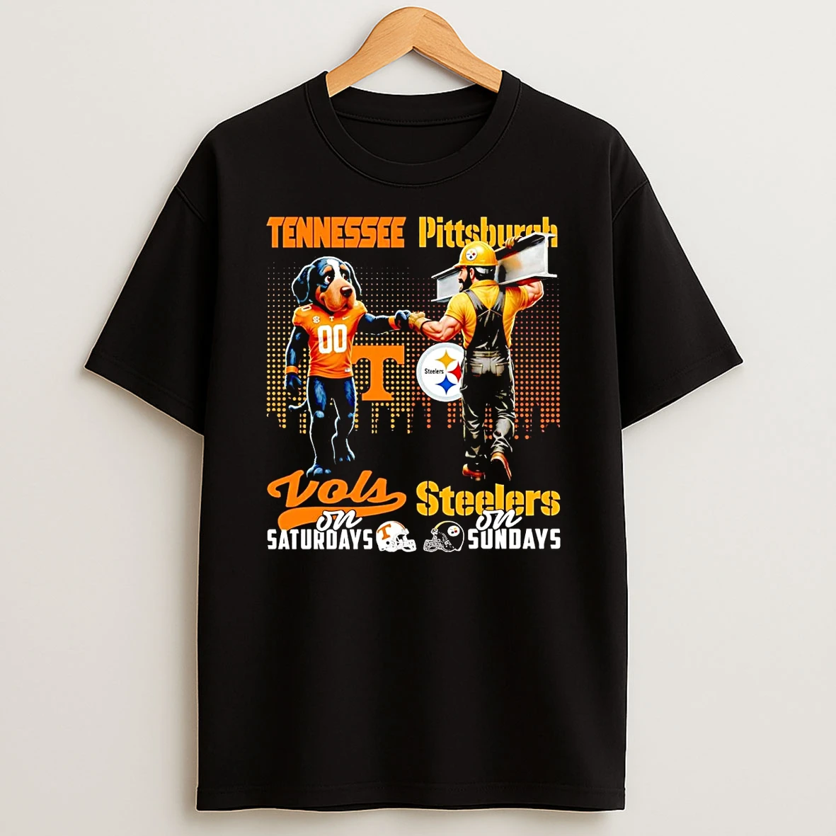 Tennessee Volunteers On Saturdays Pittsburgh Steelers On Sundays Mascot T Shirt