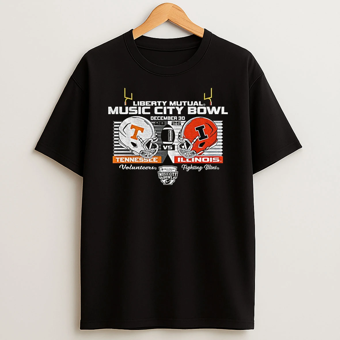Tennessee Volunteers Vs Illinois Fighting Illini Liberty Mutual Music City Bowl 2025 T Shirt