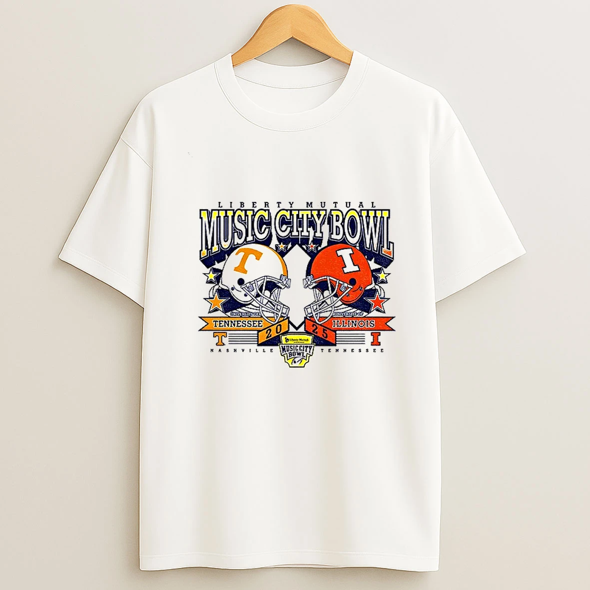 Tennessee Volunteers Vs Illinois Fighting Illini Music City Bowl Liberty Mutual 2025 T Shirt