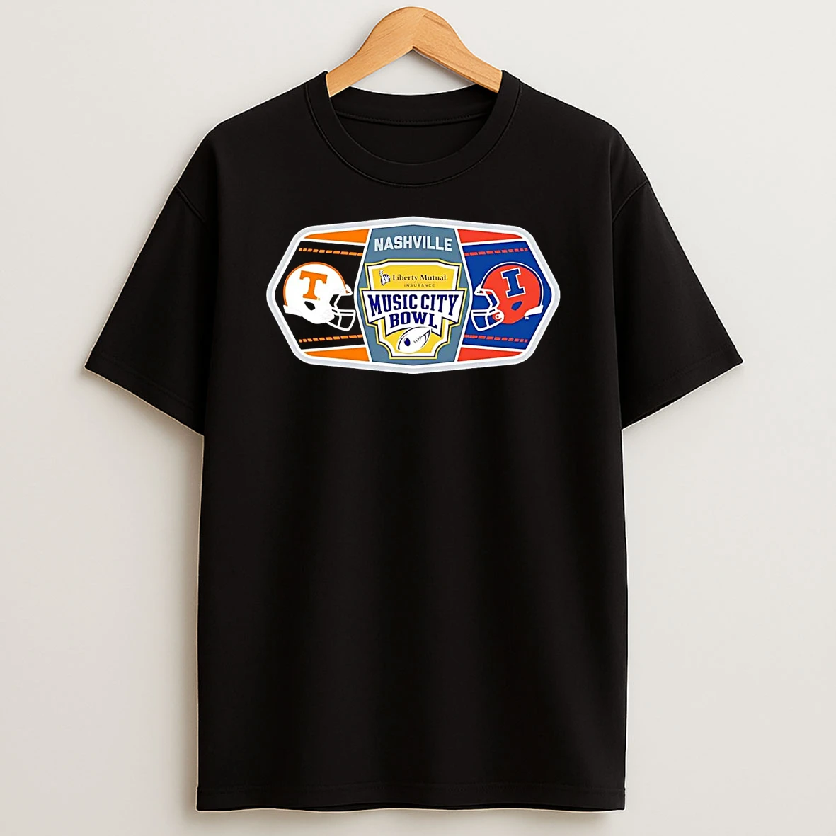 Tennessee Vs Illinois 2025 Liberty Mutual Music City Bowl Helmet Matchup T Shirt