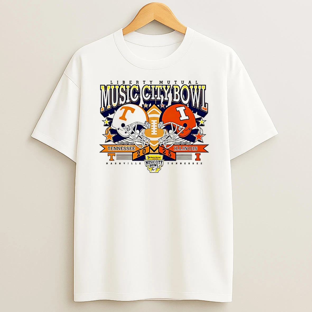 Tennessee Vs Illinois 2025 Music City Bowl Helmets T Shirt