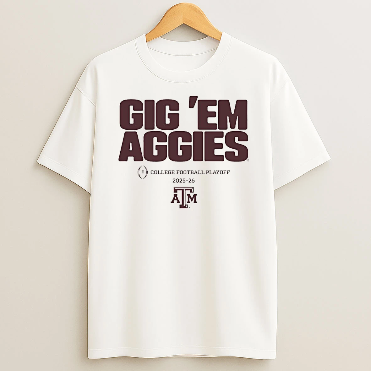 Texas A And M Aggies Gig Em Aggies 2025 2026 College Football Playoff Slogan Circle T Shirt