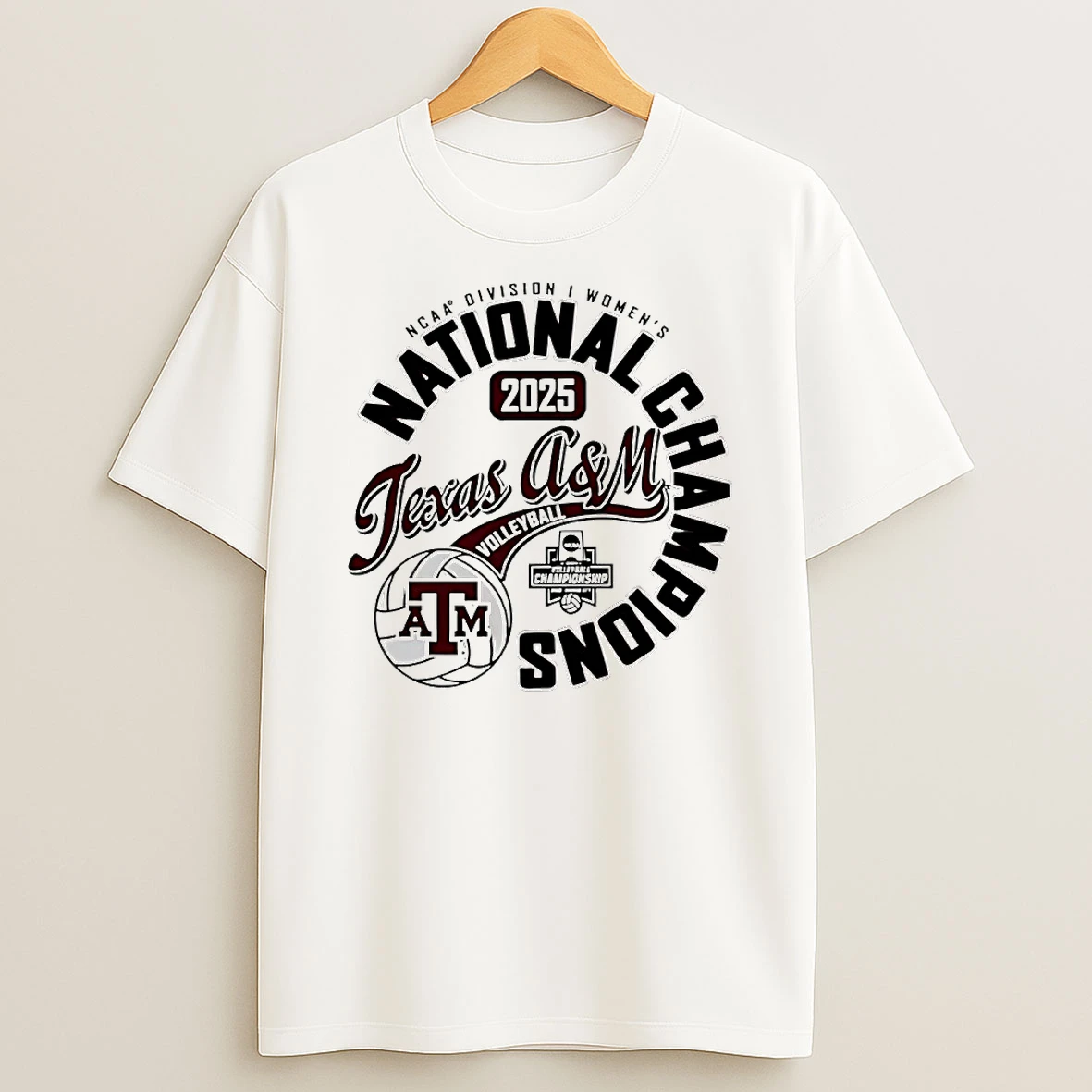 Texas A And M Aggies National Champions 2025 Ncaa Division I Womens Volleyball Circle T Shirt