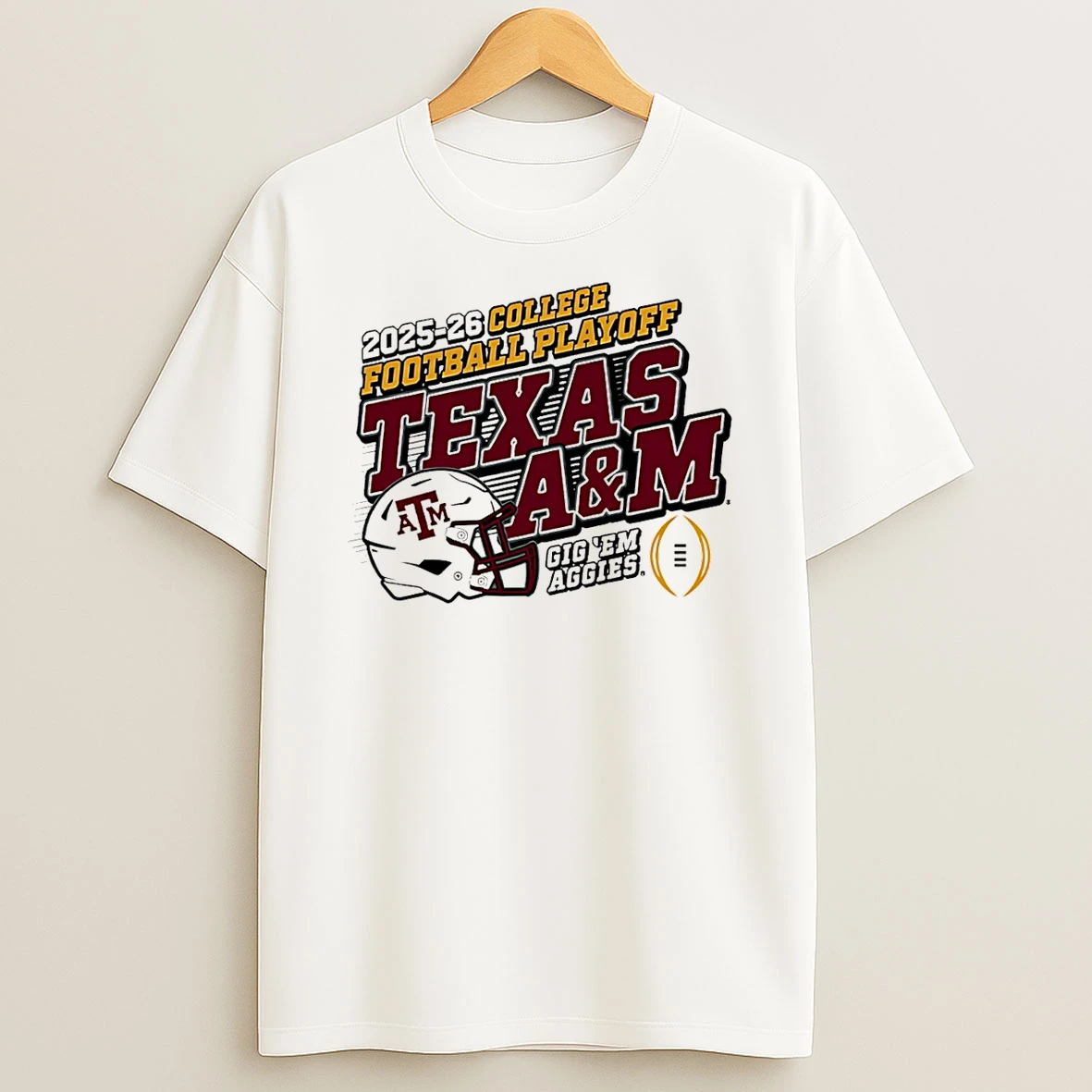 Texas Am Aggie 2025 26 Cfp Gig Em Aggies Helmet T Shirt