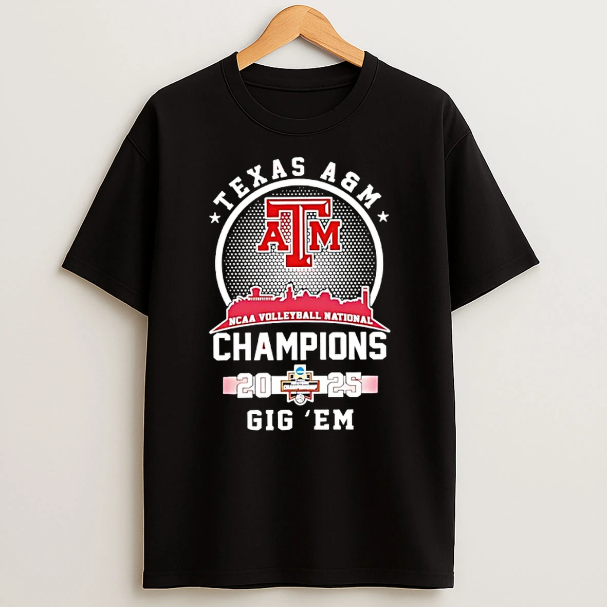 Texas Am Aggies 2025 Volleyball National Champions City Skyline T Shirt