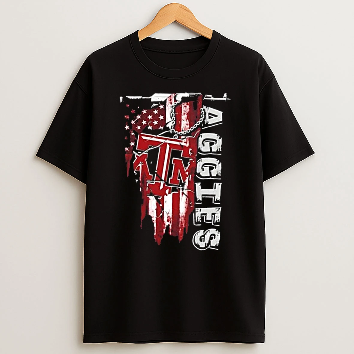 Texas Am Aggies Football Battle Shattered Usa Flag Rip Design T Shirt