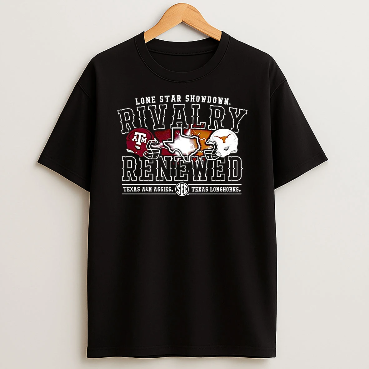 Texas Am Aggies And Texas Longhorns Lone Star Showdown Helmet T Shirt