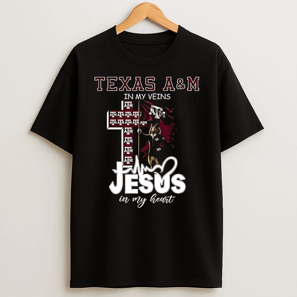 Texas Am Aggies Mascot Flag In My Veins Jesus In My Heart T Shirt