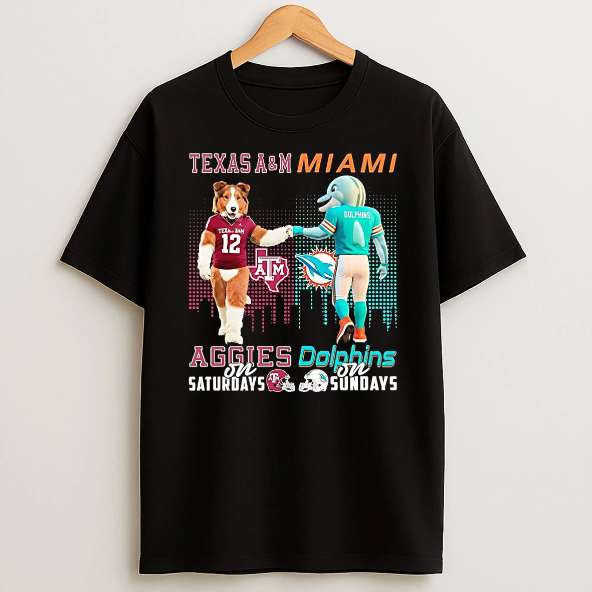Texas Am Aggies On Saturdays Miami Dolphins On Sundays Mascot T Shirt