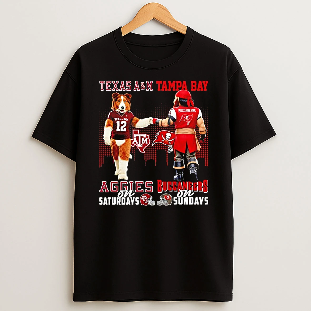 Texas Am Aggies On Saturdays X Tampa Bay Buccaneers On Sundays Mascot T Shirt