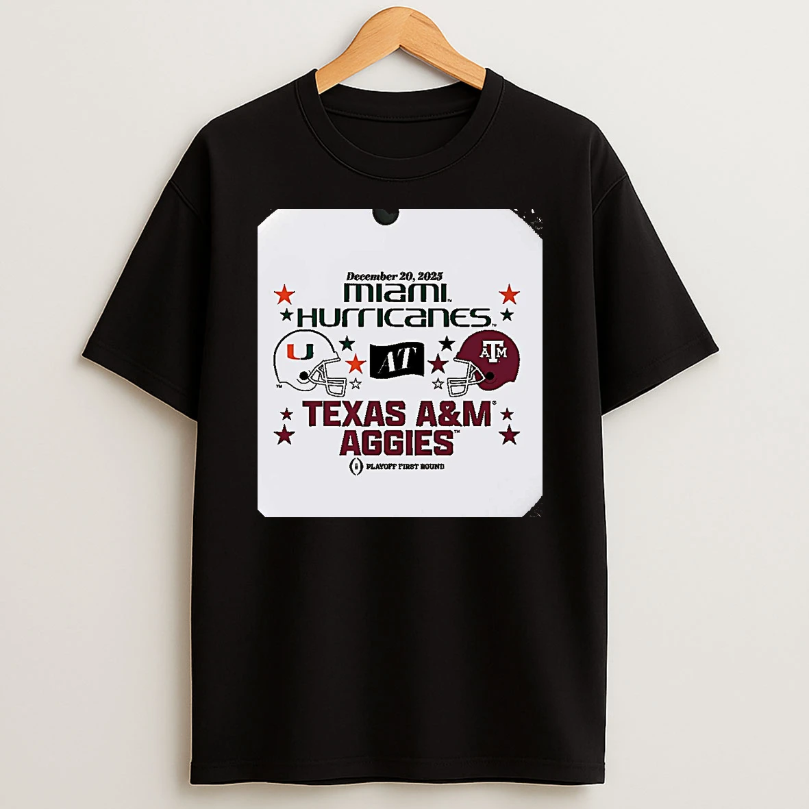 Texas Am Aggies Vs Miami Hurricanes 2025 Cfp First Round Christmas T Shirt