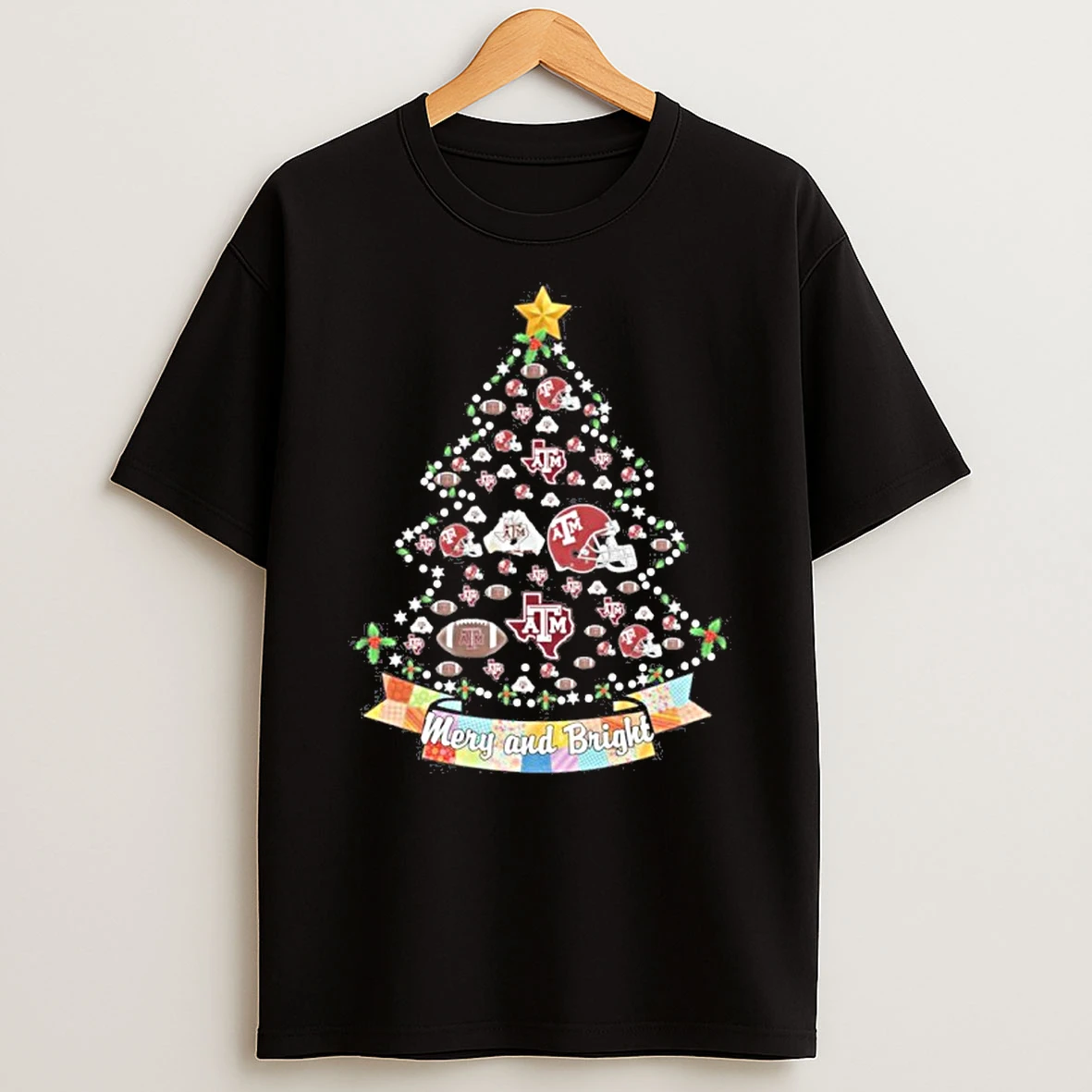 Texas Am Aggies Merry And Bright Christmas Tree T Shirt