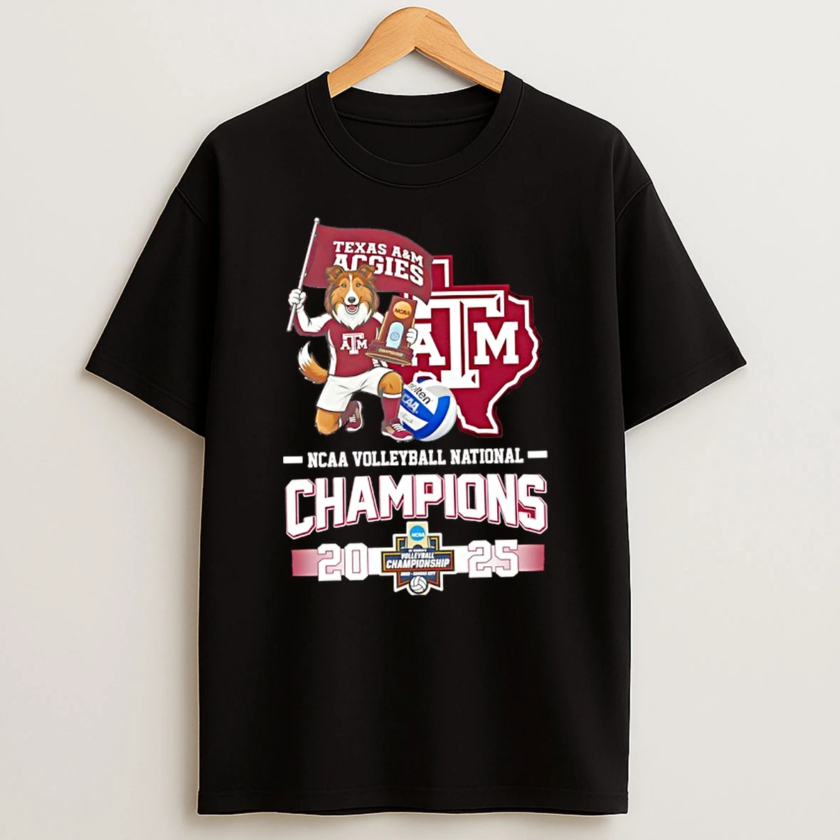 Texas Am Aggies Ncaa Voleyball National Champions 2025 Mascot T Shirt