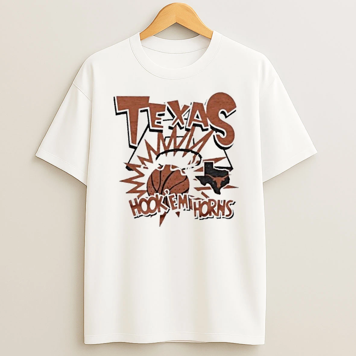 Texas Basketball Slam Hook Em Horns T Shirt