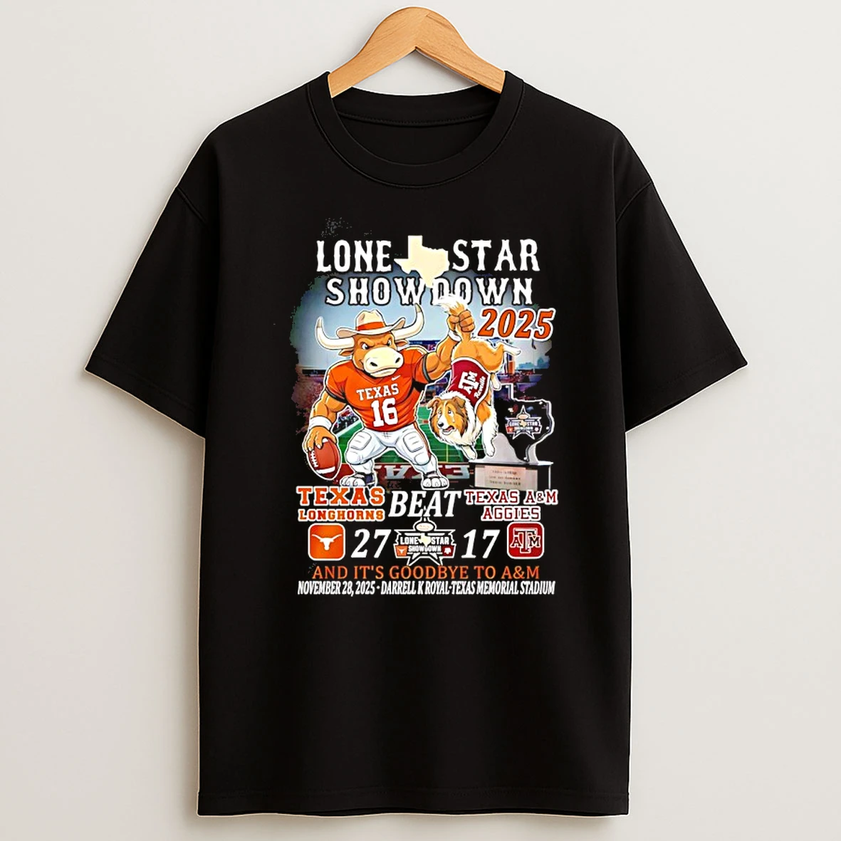 Texas Longhorns Beat Texas Am Lone Star Showdown 2025 Mascot T Shirt