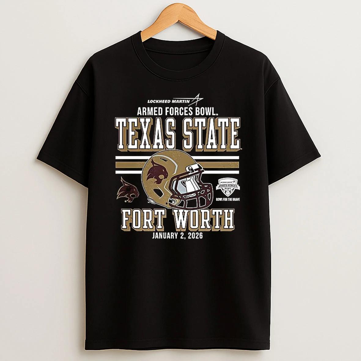 Texas State Bobcats 2025 Armed Forces Bowl Bound T Shirt