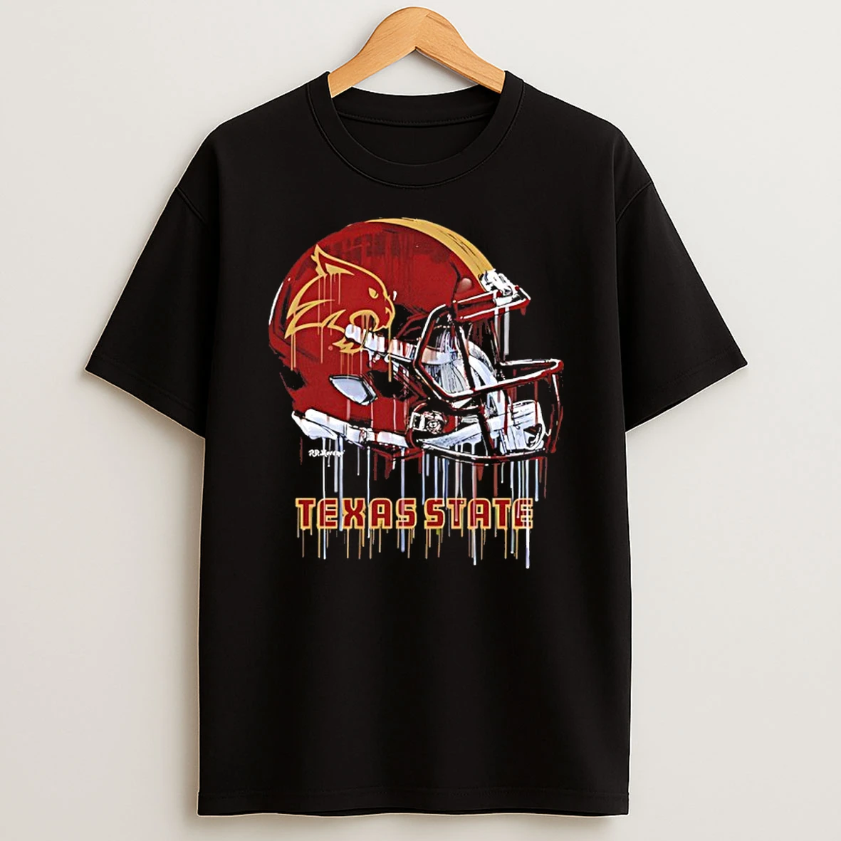 Texas State Bobcats Vive La Fete Dripping Football Helmet T Shirt