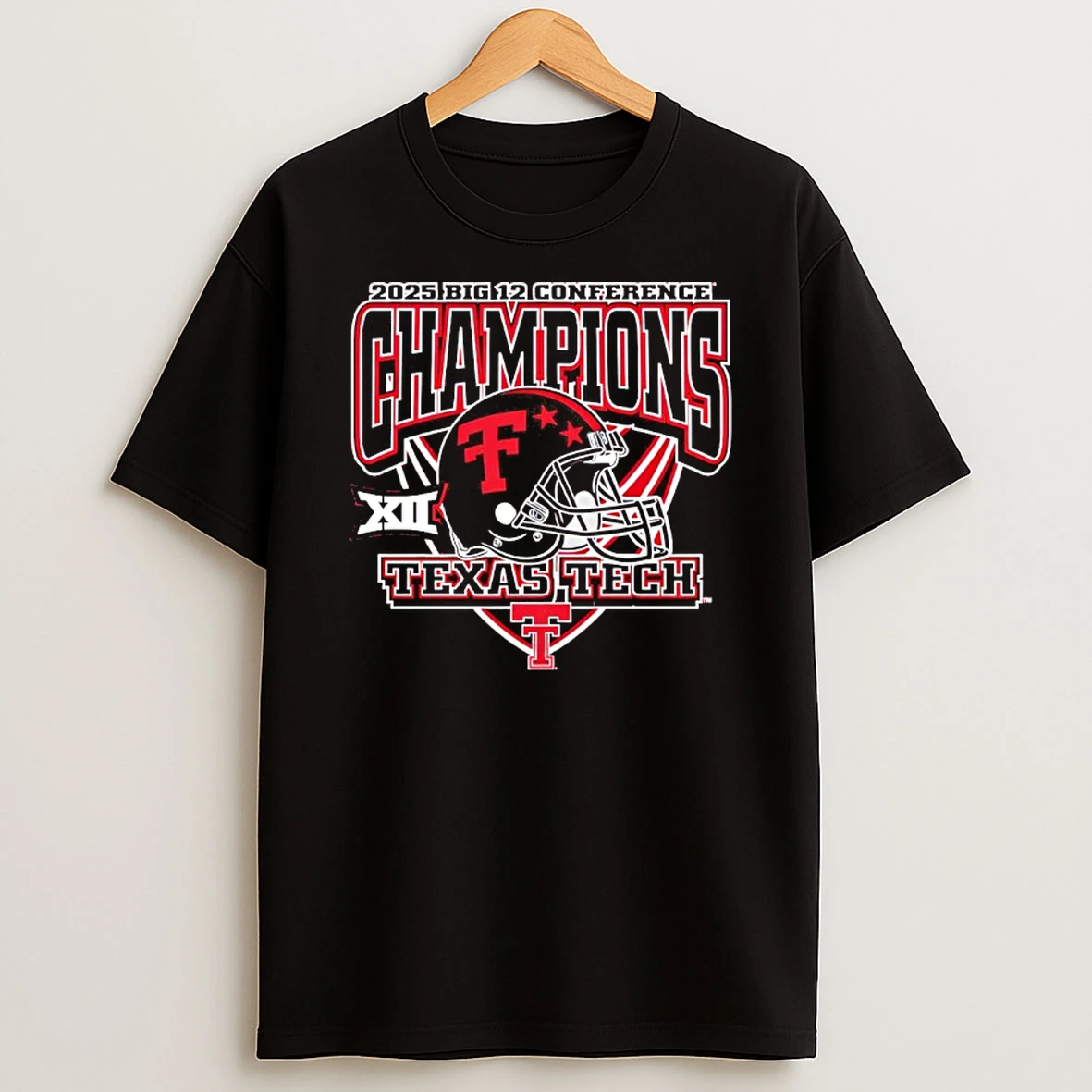 Texas Tech 2025 Big 12 Football Conference Champions Xii Logo T Shirt