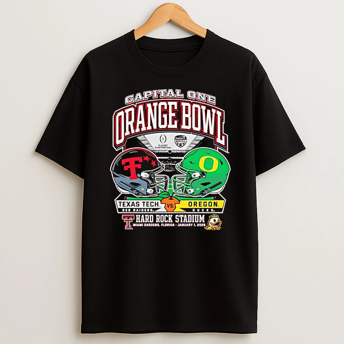 Texas Tech 2025 Orange Bowl Vs Oregon Hard Rock Stadium T Shirt