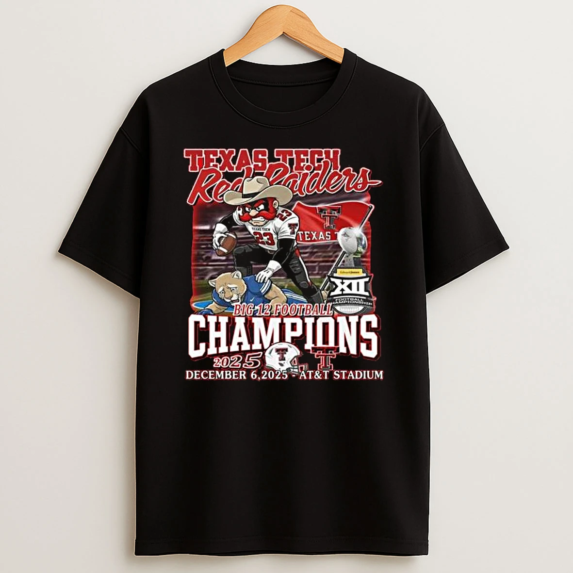 Texas Tech Raiders Big 12 Conference Champions 2025 Victory Mascot T Shirt