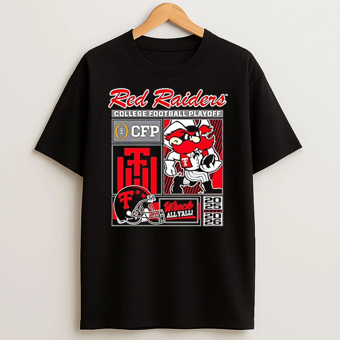 Texas Tech Red Raiders 2025 2026 Cfp Wreck All Yall Mascot T Shirt