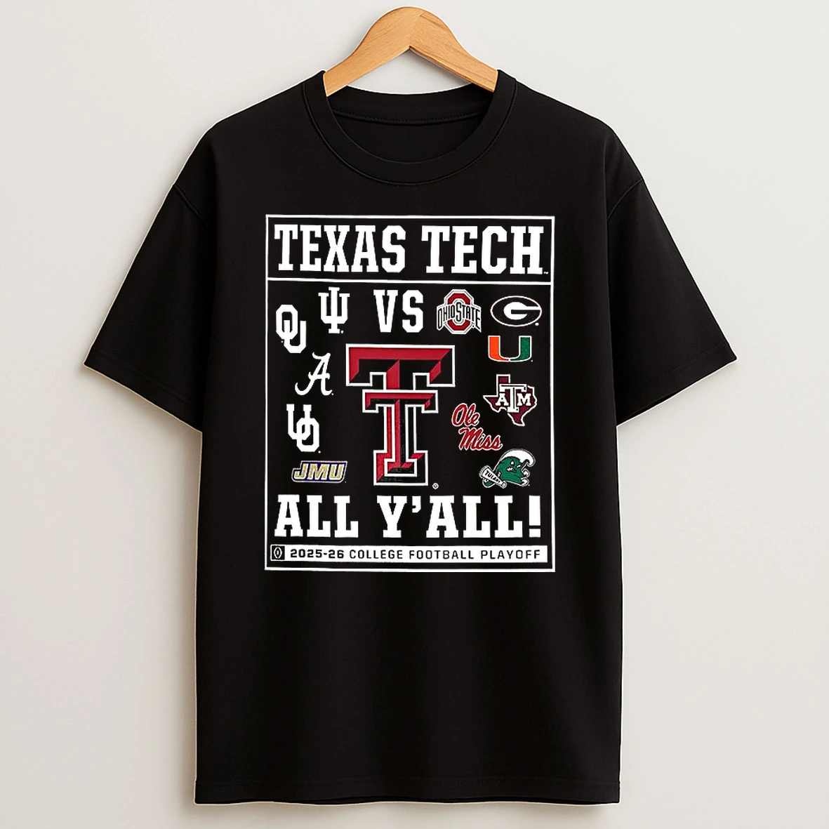 Texas Tech Red Raiders 2025 206 Cfp Vs All Yall Logo T Shirt