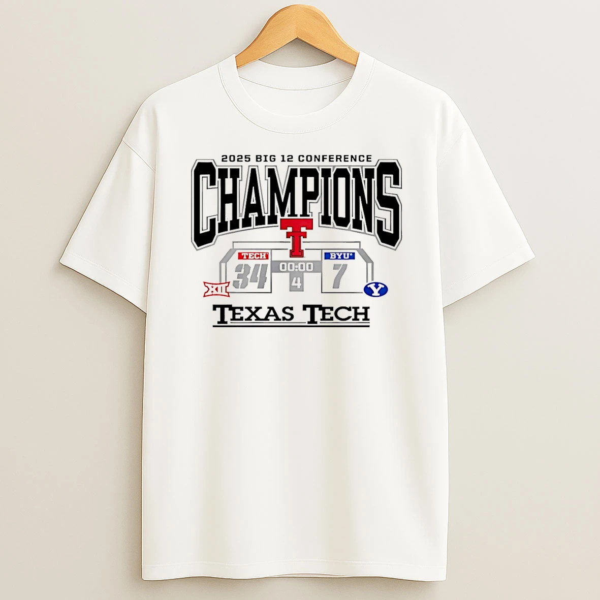 Texas Tech Red Raiders 2025 Big 12 Champions 24 7 Score T Shirt