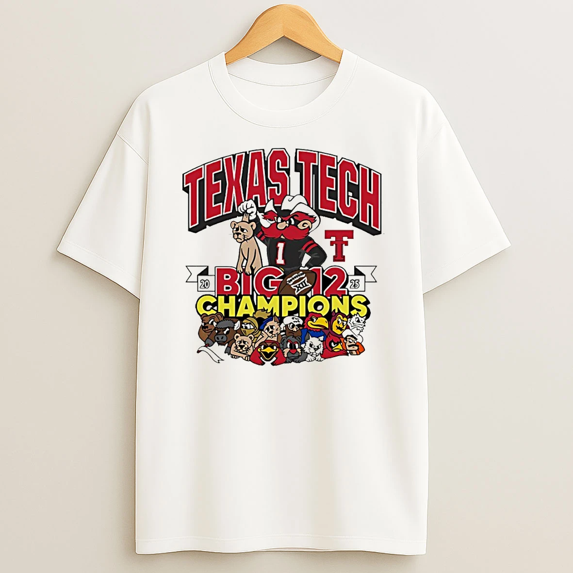 Texas Tech Red Raiders 2025 Big 12 Conference Champions Crushed It Mascot Circle T Shirt