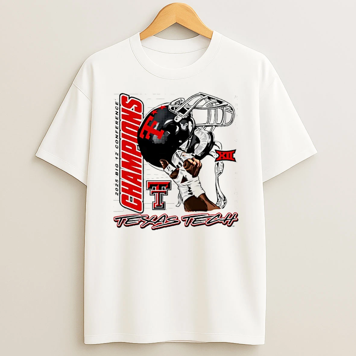 Texas Tech Red Raiders 2025 Big 12 Football Champs Graphic Hand T Shirt