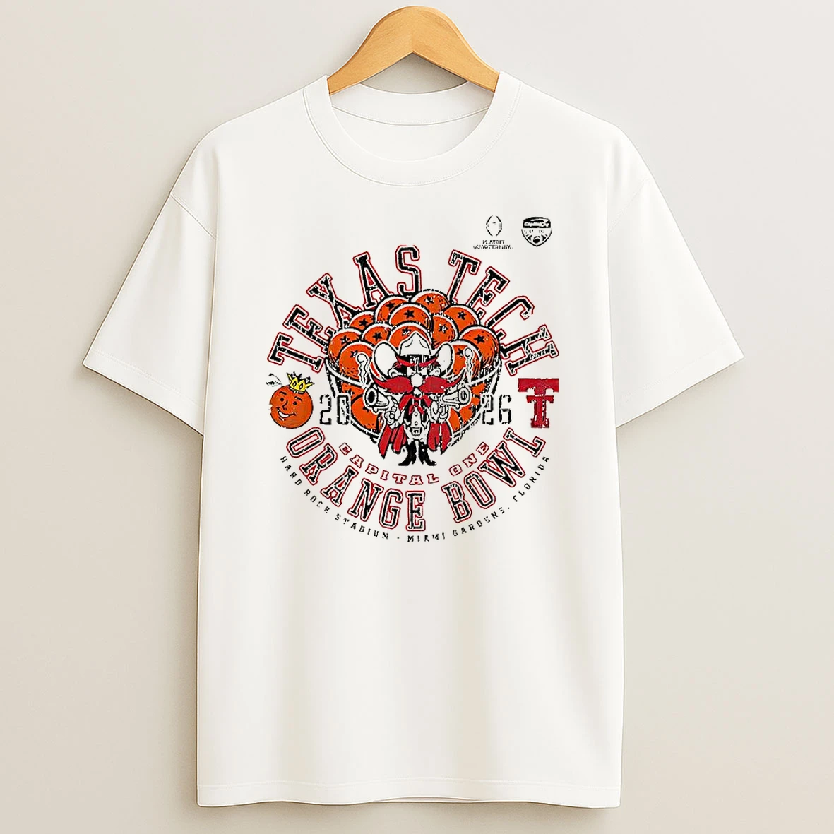 Texas Tech Red Raiders 2025 Cfp Capital One Orange Bowl Hard Rock Stadium Mascot T Shirt