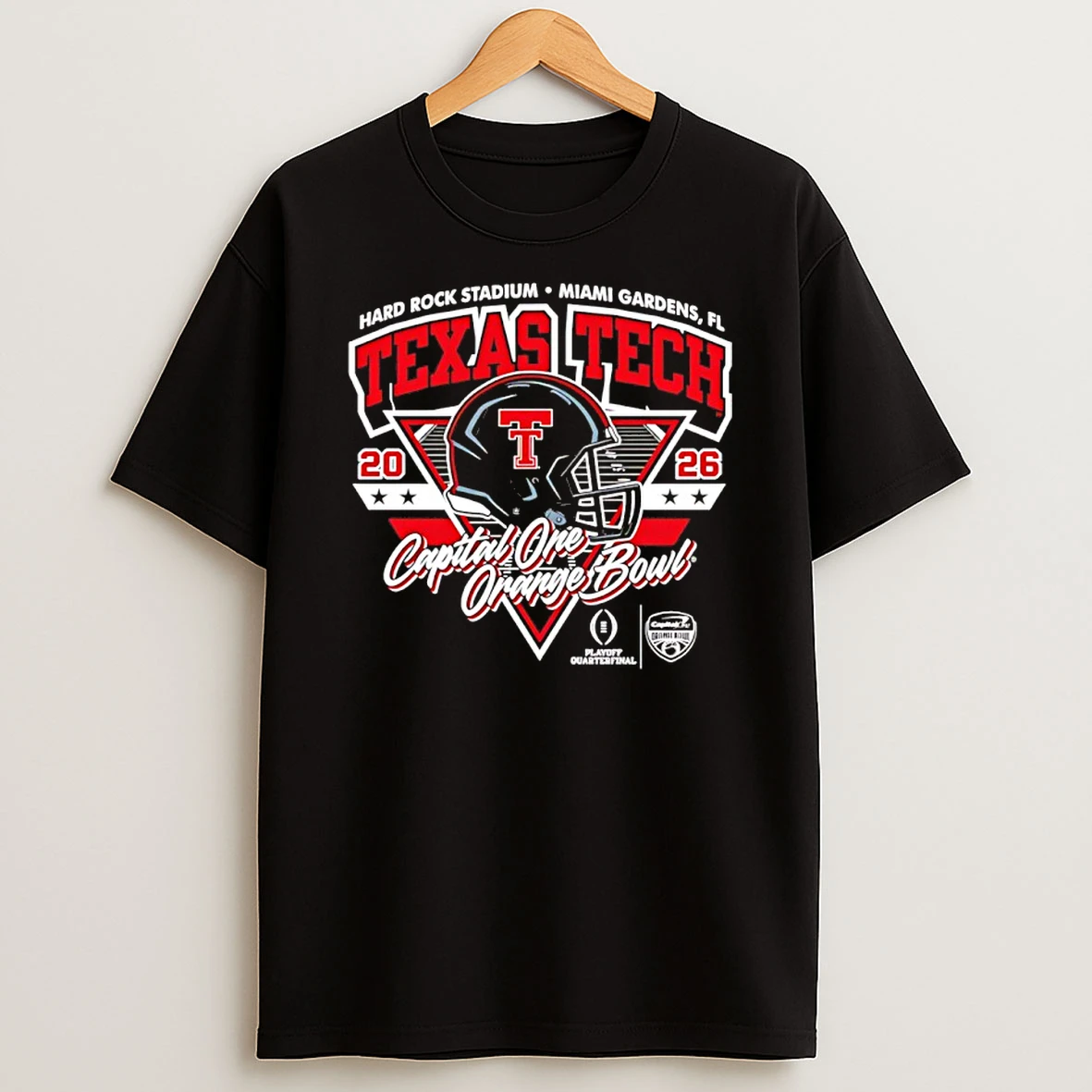Texas Tech Red Raiders 2025 Cfp Capital One Orange Bowl Helmet T Shirt