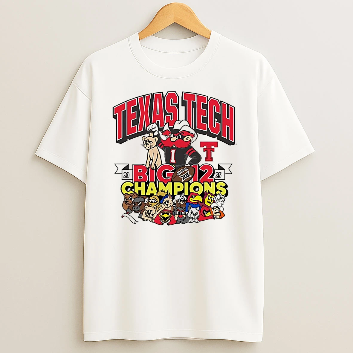 Texas Tech Red Raiders 2025 Big 12 Champs Mascot T Shirt