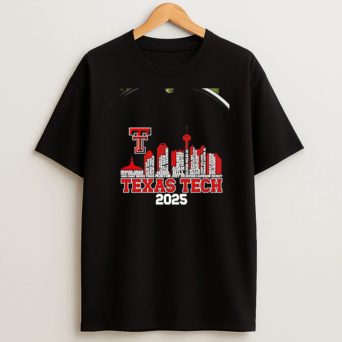 Texas Tech Red Raiders 2025 City Skyline Players Names Chriast T Shirt