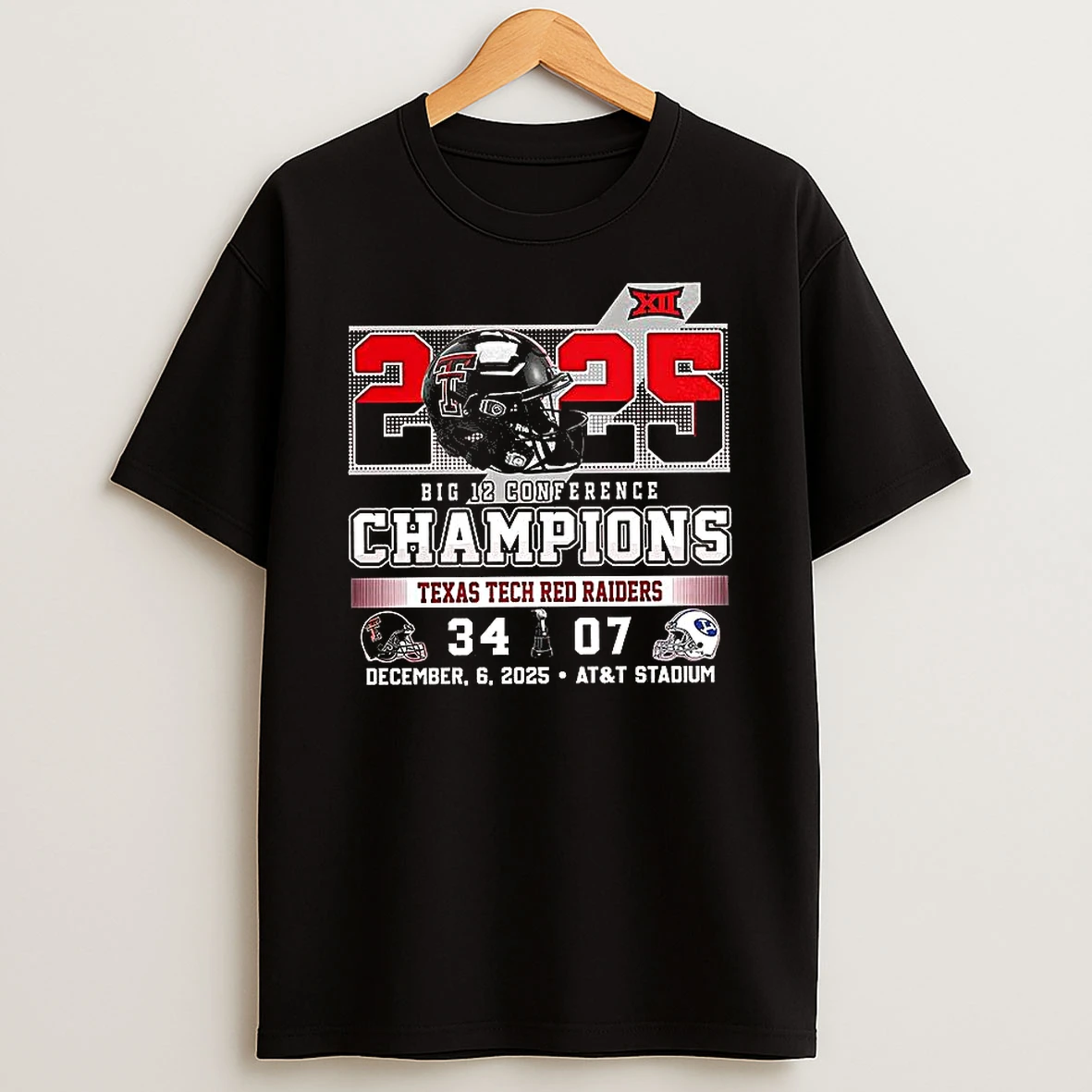Texas Tech Red Raiders 34 Byu 07 2025 Big 12 Conference Champions T Shirt