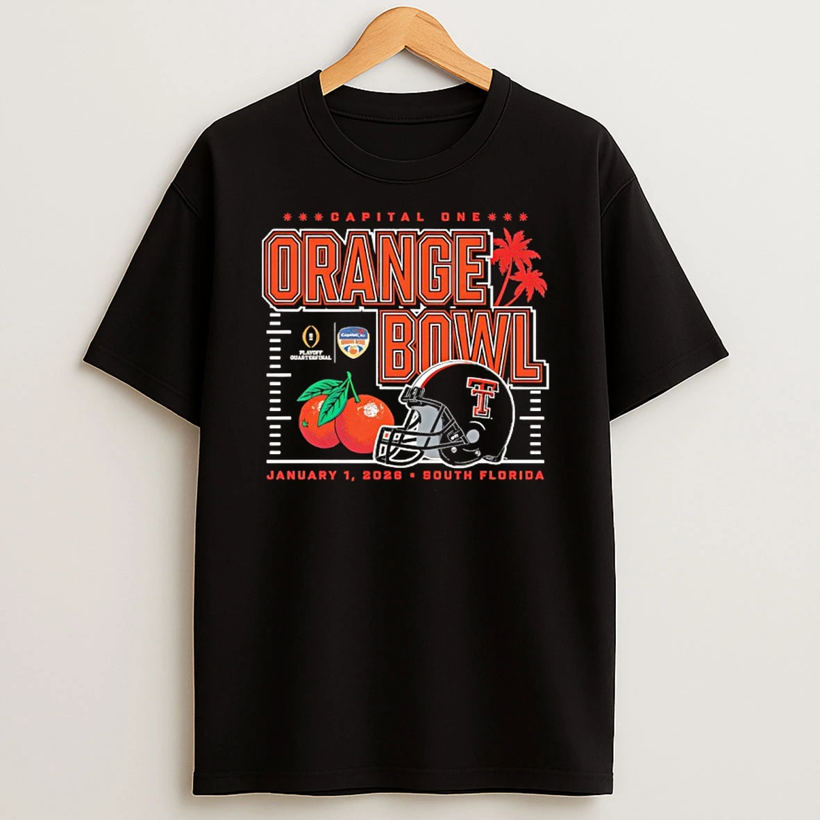 Texas Tech Red Raiders American Football 2026 Capital One Orange Bow T Shirt