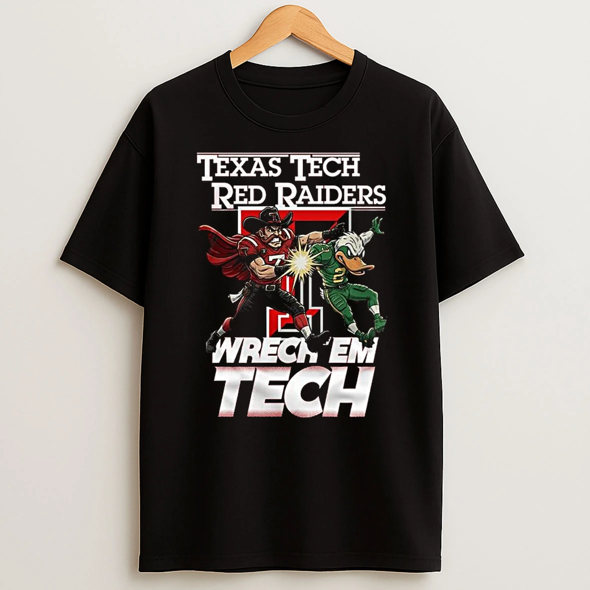 Texas Tech Red Raiders Beat Oregon Ducks 2025 College Football Playoffs Wreck Em Tech Mascot T Shirt